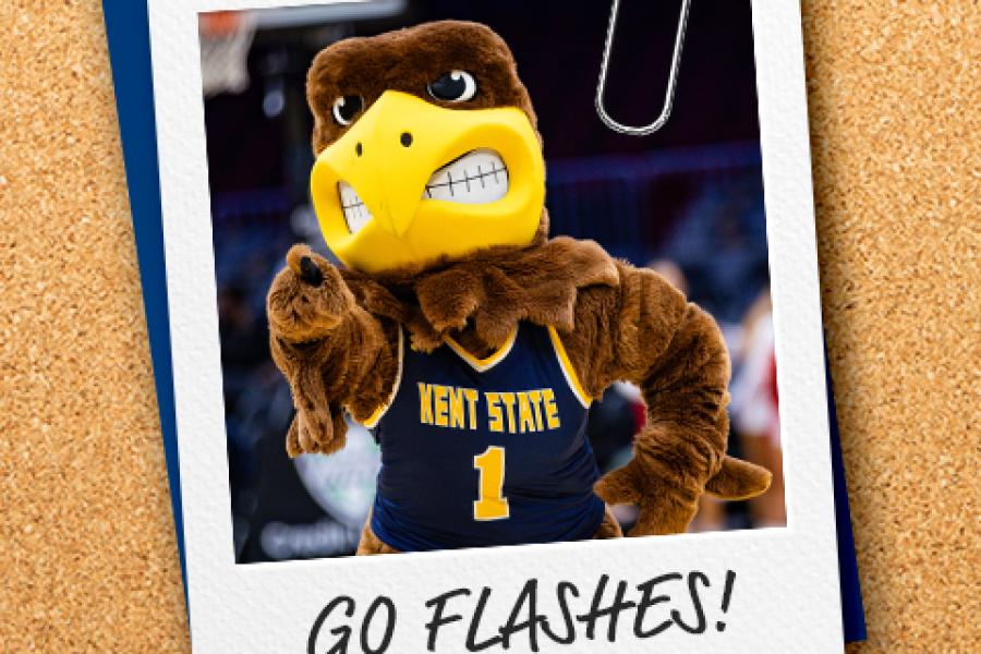 Polaroid of Flash with the words "Go Flashes!" written underneath