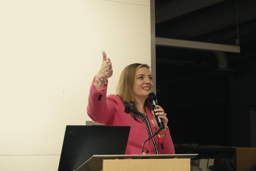 Allison Lukacsy-Love speaking at CUDC