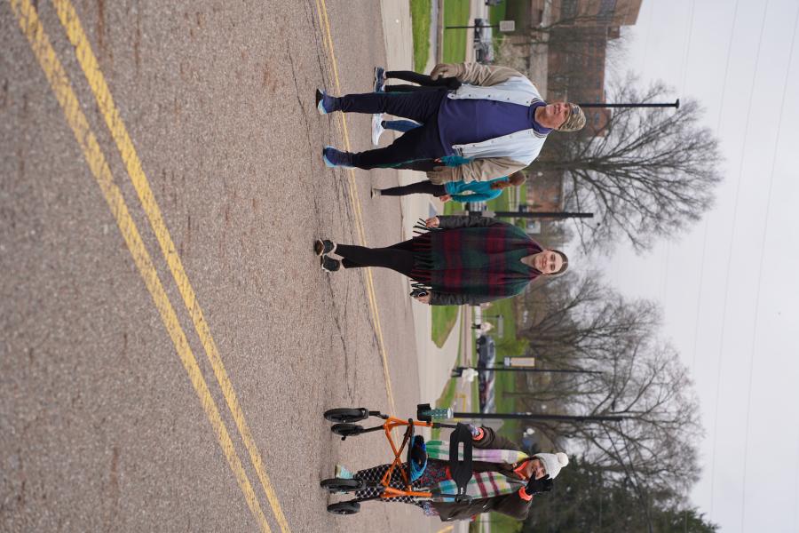 Small group walking together in race