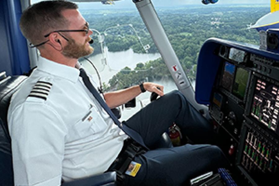 Michael Dougherty pilots a Goodyear Blimp