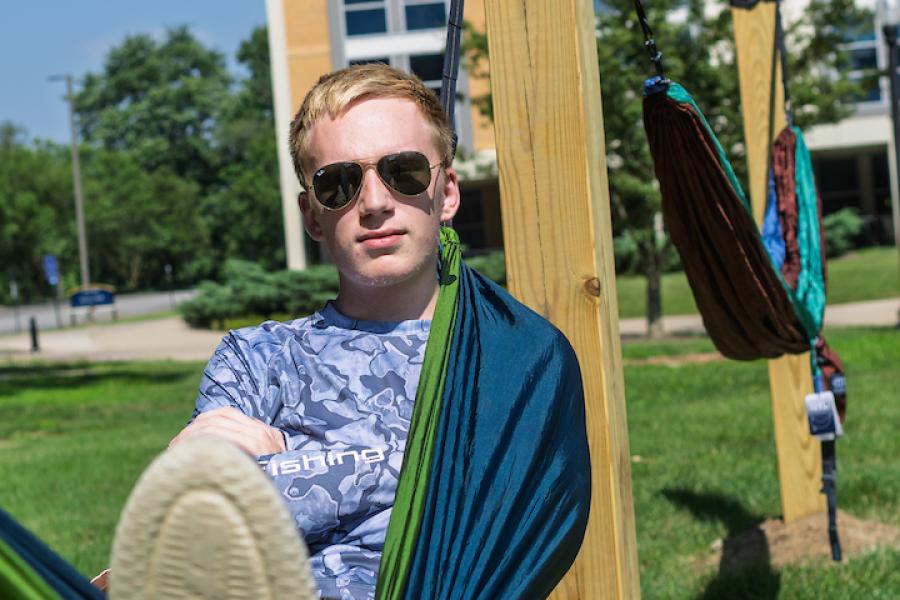 Copley High School senior Grant Hyne used his Eagle Service Project to add a Hammock Hangout to campus. Copley High School senior Grant Hyne used his Eagle Service Project to add a Hammock Hangout to campus.