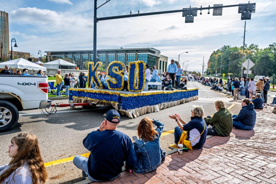 Kent State University students participate in the university's Homecoming Parade in 2025. (Photo credit: Rami Daud, Kent State University)