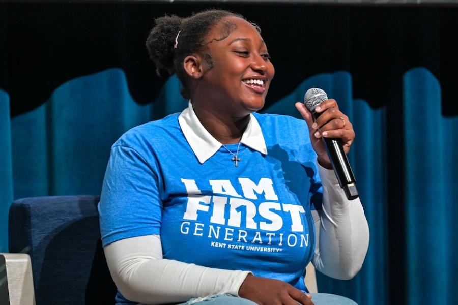 Don'Marie Reid speaks during I AM FIRST celebration
