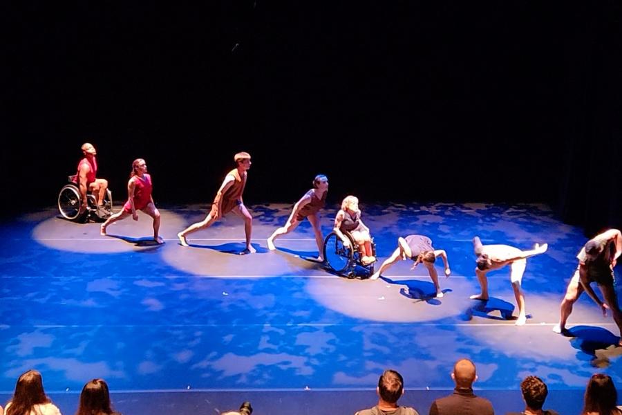 Angelina DiFranco and the Dancing Wheels Company performing Incommunicado at the Big Umbrella Festival at Lincoln Center Angelina DiFranco and the Dancing Wheels Company performing Incommunicado at the Big Umbrella Festival at Lincoln Center