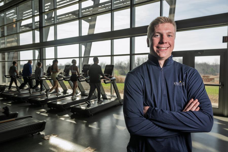 Kent State University student Jaden Hacking plans to enroll at Kent State University's College of Podiatric Medicine after earning his bachelor's degree in exercise science from the university. (Photo credit: Rami Daud)