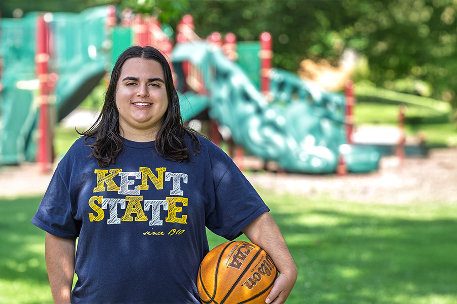 ֱ State elementary education student Julia Michalak on a playground