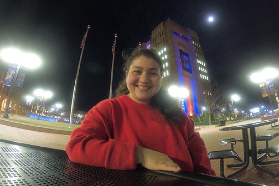 Ogulkeyik Hudayberdiyeva on the Kent State campus