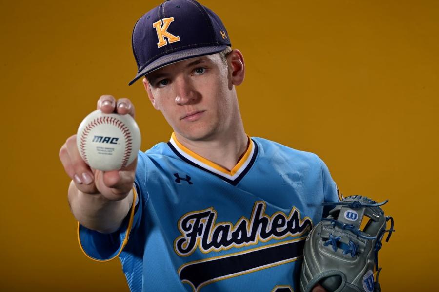 Richie Dell, a baseball player holding a ball