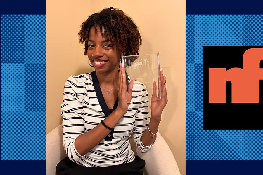 Saida Lewis with NFFTY Award Banner
