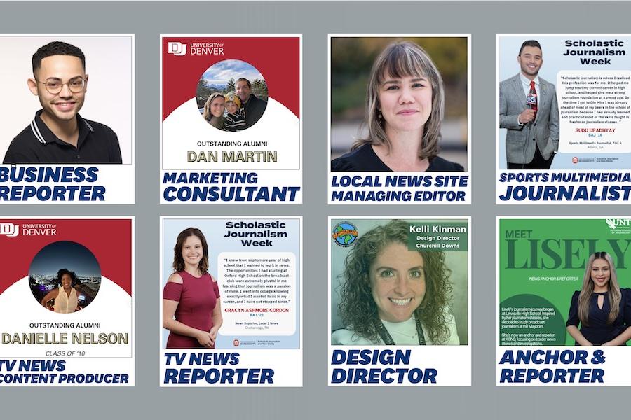 Headshots of featured stories for Scholastic Journalism Week
