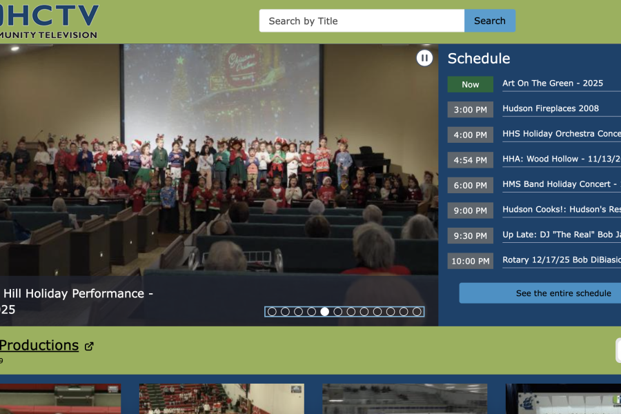 Website home page for Hudson Community TV