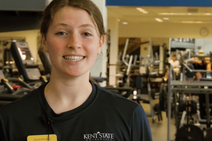 Rec well student worker smiling