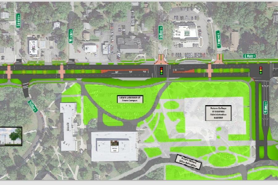 A rendering of upcoming construction on East Main Street.