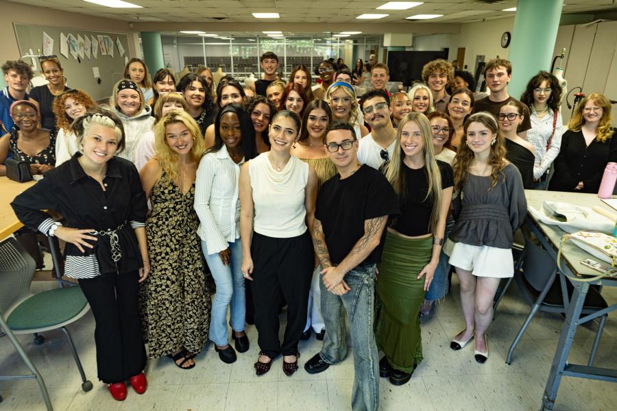 Fashion designer Christian Siriano meets with  School of Fashion students.
