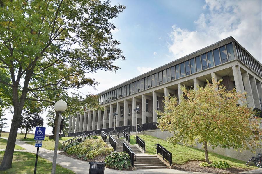 Exterior of Taylor Hall's Brutalist Exterior