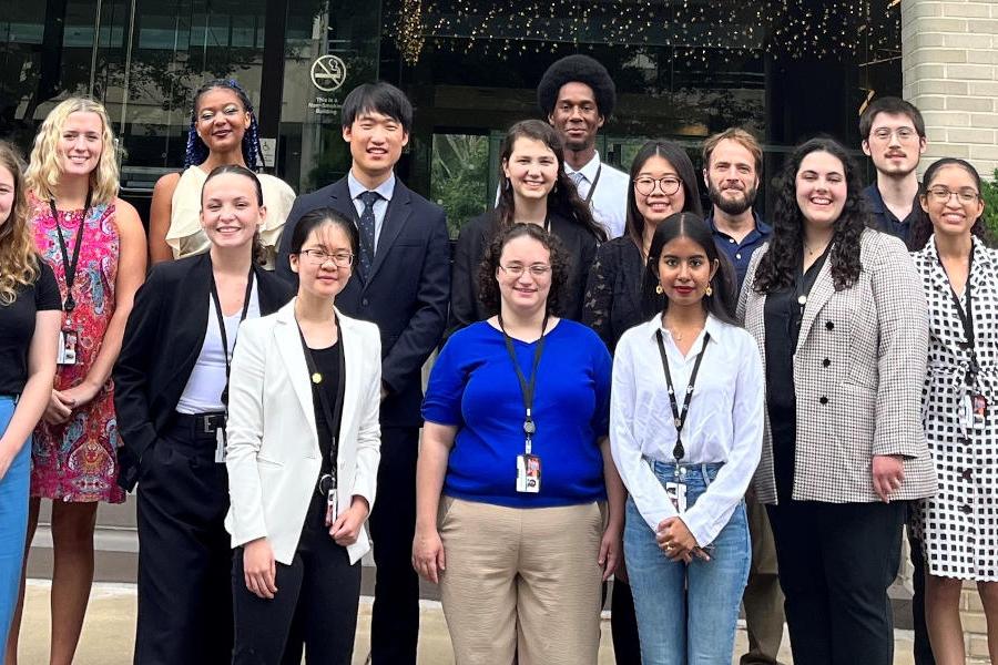 Honors College student Turaba Rahman is pictured with the 14 other interns during the Space Telescope Science Institute’s Space Astronomy Summer Program. (Photo Credit: STScI.)