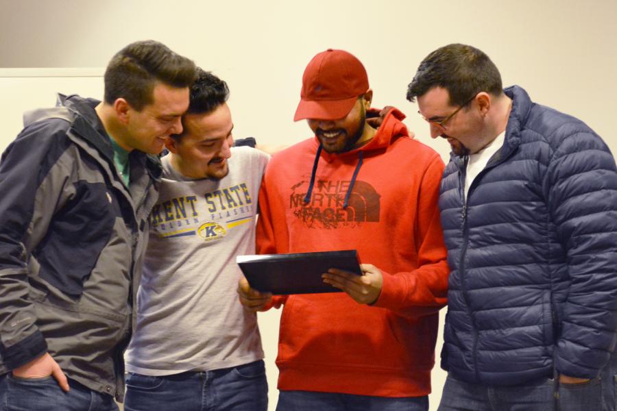 Members of the CABlash team accept their award for first place