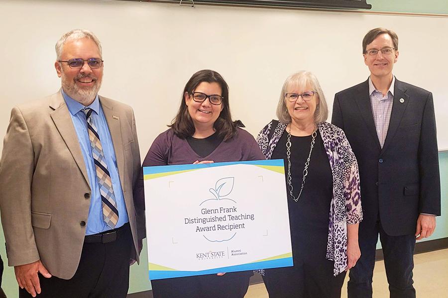 Dr Jessica Leveto (second from left) was awarded one of the 2025 Glen Frank Distinguished Teaching Awards and is pictured with Scott McKinney, Jessie Marcinkiewicz and Bill Ayres 