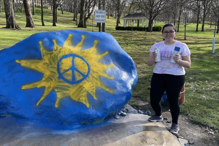 Maftuna at the Rock on campus