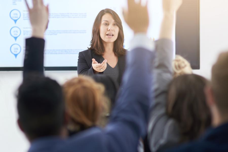 Female businesswoman presenting
