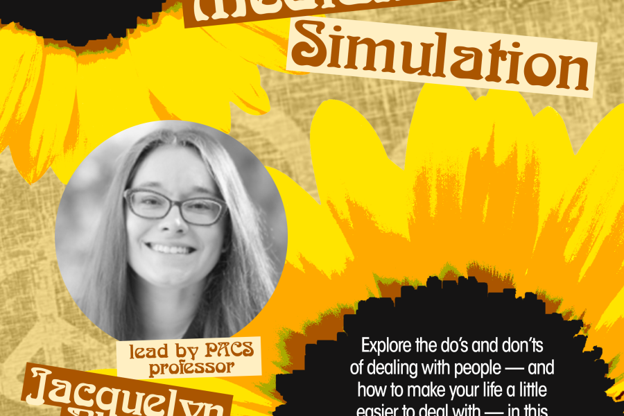 A flyer advertising Professor Jacquelyn Bleak's mediation simulation, which took place in April 2026.
