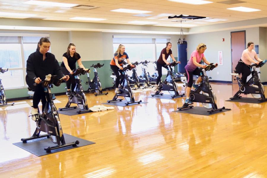 Students Participating in a Spin Class