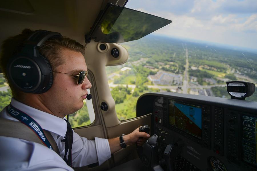 A flight taking place at the Kent State University airport