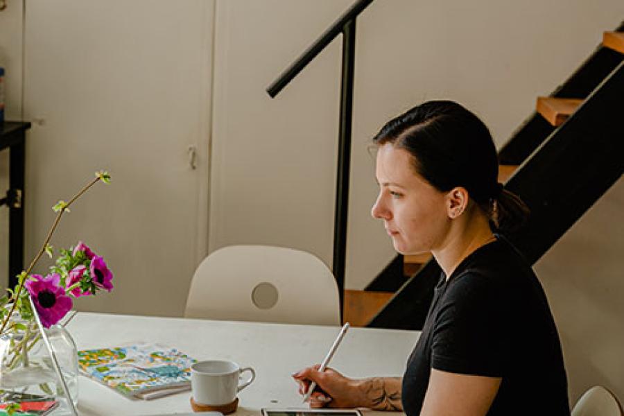 Participant using graphic design software