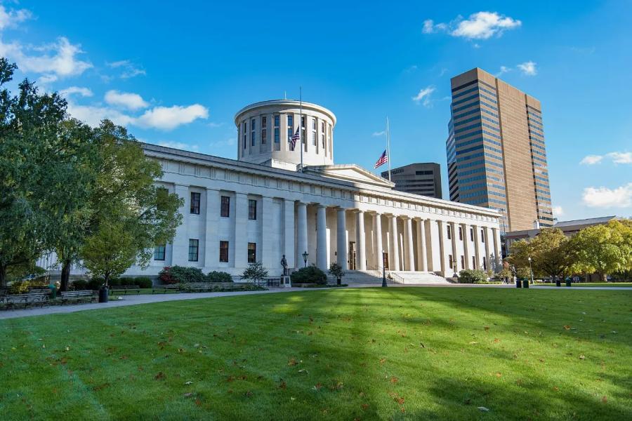 ohio's state house in columbus on a sunny day