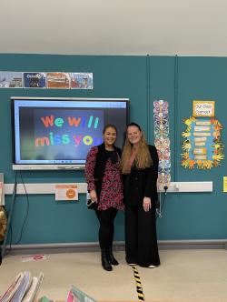 EHHS student Kari and her Irish host teacher, Ms. O'Connor in their classroom.