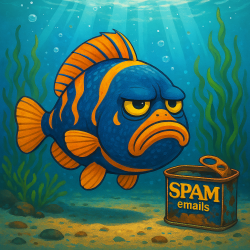 Fish with can of spam emails generated by CoPilot