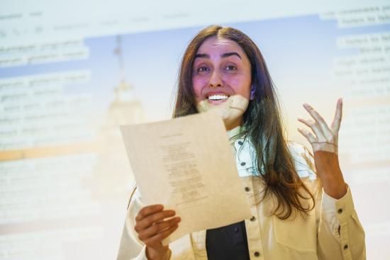ESL student reading poetry 