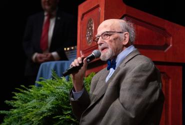 Professor Emeritus Jerry Lewis speaks on the Kent Campus in 2022