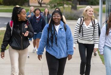 Students walking on campus