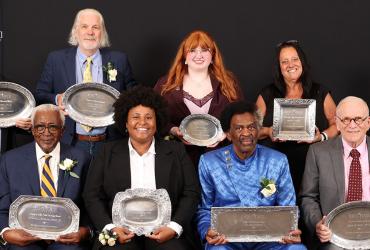 Pictured are the 2025 Kent State University Alumni Award winners at the awards ceremony, held Oct. 10 during Homecoming weekend at the Kent State University Hotel and Conference Center in Kent, Ohio. (Photo credit: Scott R. Galvin)