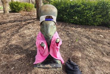 Squirrel statue. 
