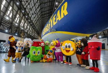 Mascots at Blimp Birthday Party