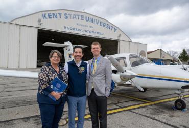 Dean Christina Bloebaum (left) poses with State Rep. Derrick Hall (center) and Assistant Dean Brian Neff