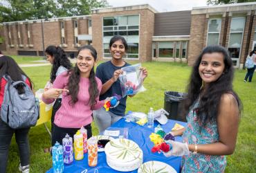 International students make tie dye shirts at Kent State's Global Block Party