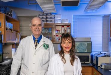 Gary Koski, Ph.D., professor (left) and Carissa Lepore, Ph.D., research scientist in the Department of Biological Sciences at Kent State University