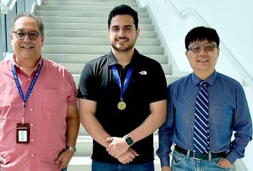 ARCC King Medal Winner Valid Koliyaee joined by Professor Rui Liu and Professor Adil Sharag-Eldin