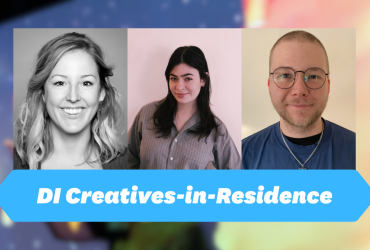 banner image featuring the photos of 3 individuals and "DI Creatives-in-Residence" text