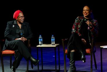 Darlene Sanders, Ike Maxwell’s younger sister (left), Tara Conley (center), and the facilitator to my left is Lowell Perry, Jr., Chief Diversity Officer, VP of Corporate & Community Engagement, Greater Cleveland Film Commission discuss after the screening