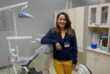 Rosa Bonillo Farias, is an internationally trained dentist participating in a partnership between MetroHealth and Kent State University that integrates public health education into clinical dental training.