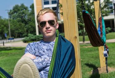 Copley High School senior Grant Hyne used his Eagle Service Project to add a Hammock Hangout to campus. Copley High School senior Grant Hyne used his Eagle Service Project to add a Hammock Hangout to campus.