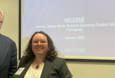 Isabella Emerick (right) with Robert Sturr, chair of the English Department