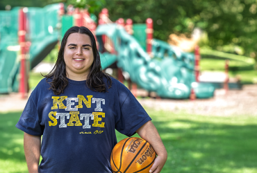 Kent State elementary education student Julia Michalak on a playground