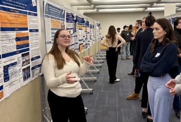 Liliana St. Germain, an exercise science major, presenting poster at 2026 Exercise Science Conference