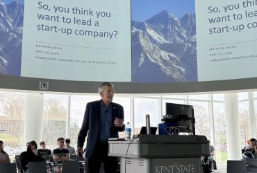 Matthew Likens speaks at the 26 Solomon Entrepreneurship Speaker Series