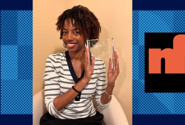 Saida Lewis with NFFTY Award Banner
